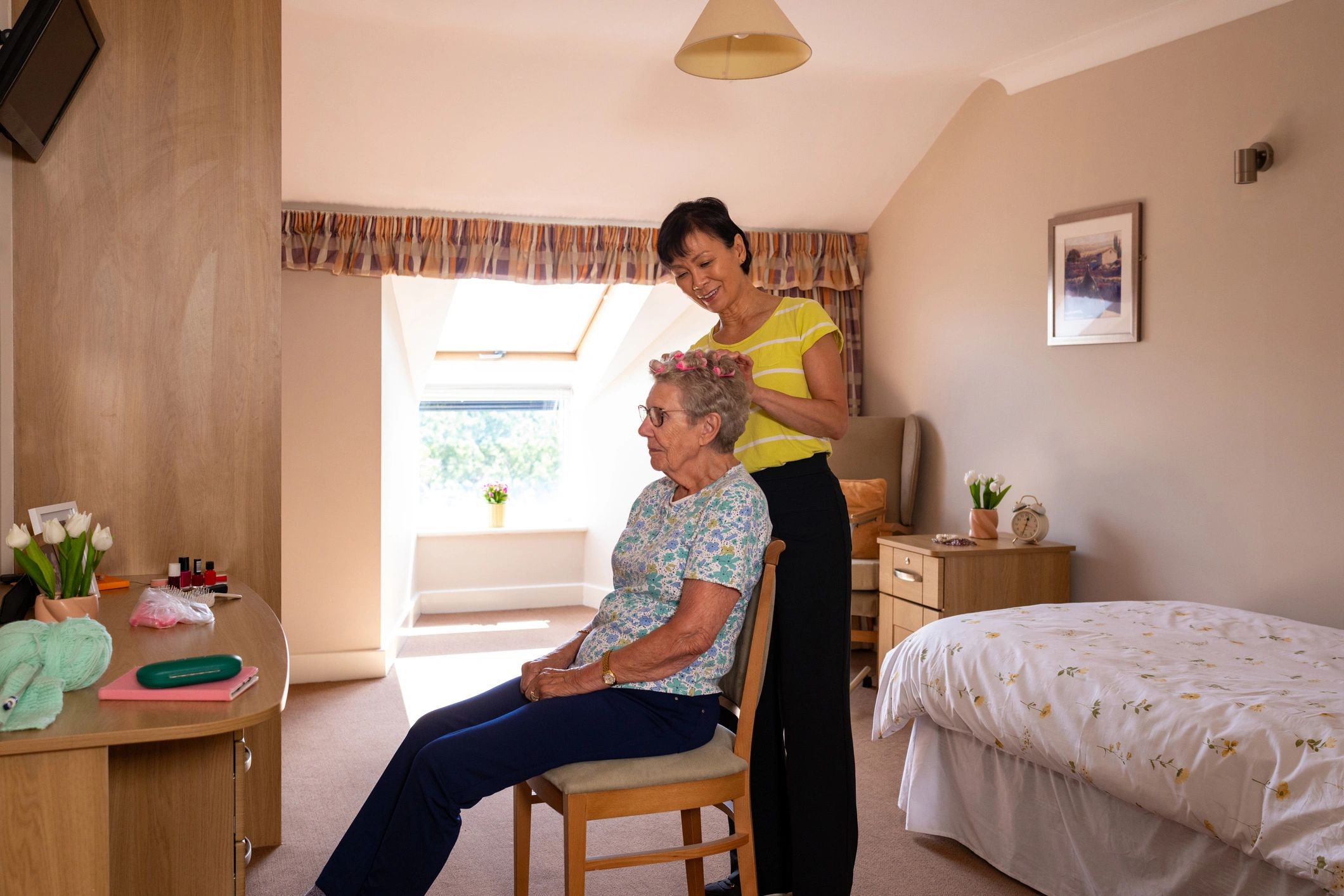 Warm in-home care setting reflecting comfort and support